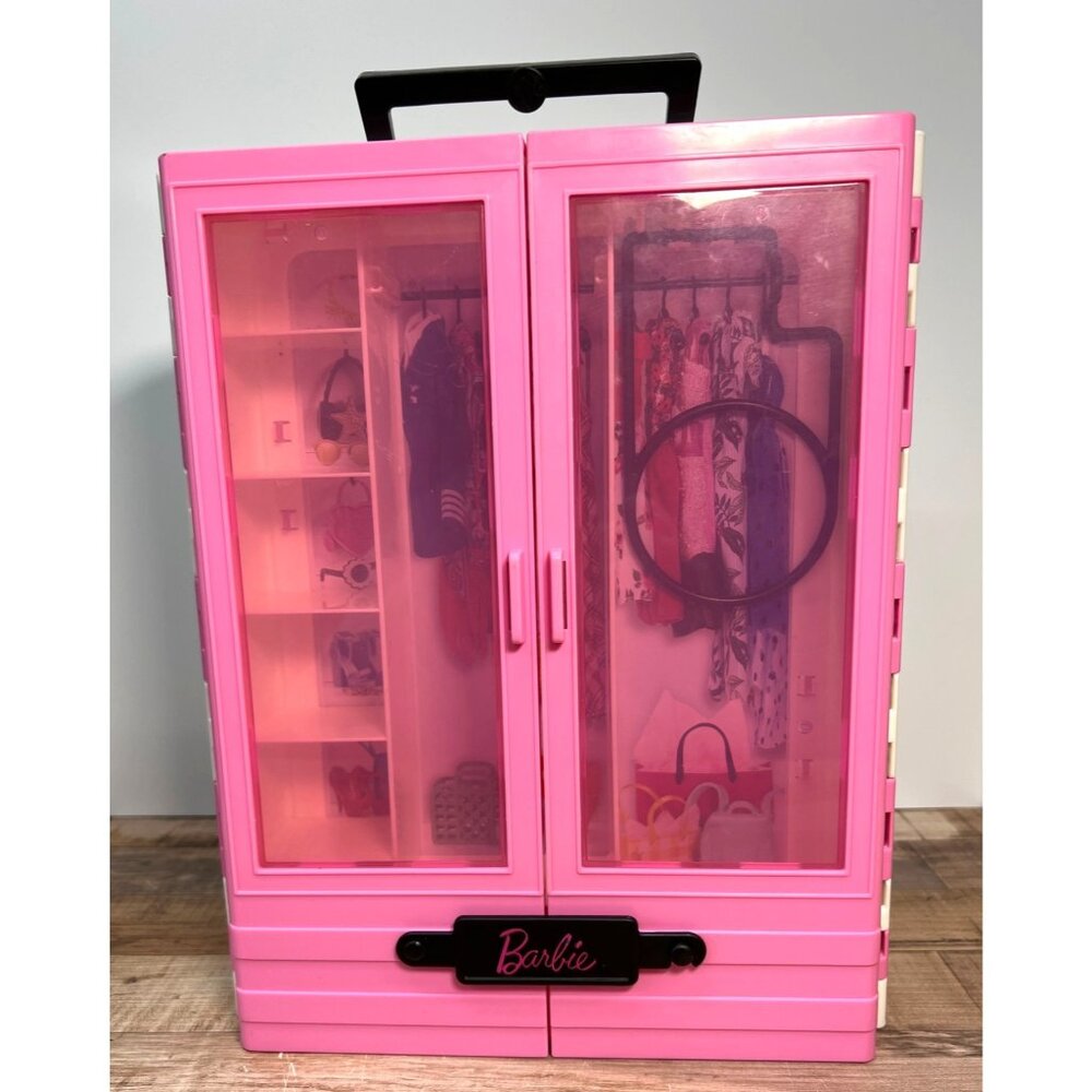 Barbie Doll Pink Portable Wardrobe Case